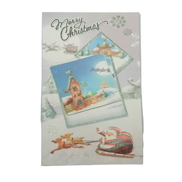 Glitter Merry Christmas Cards - Pack of 10