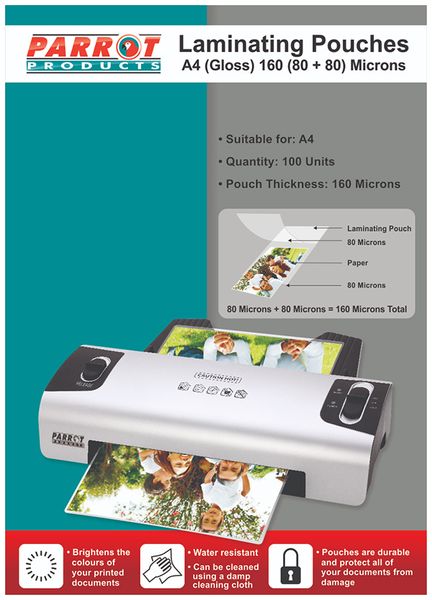 Parrot Lamination Pouches A4 Gloss (220mm x 310mm)Pack 100
