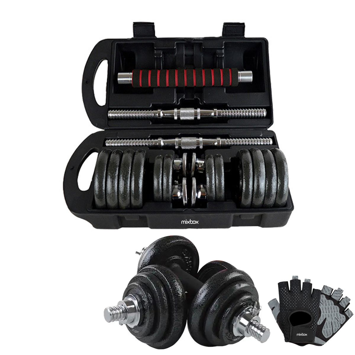 Mix Box Adjustable Weights Dumbbells Set With Connecting Rod-30KG