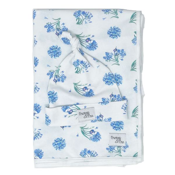 Baby Swaddle Blanket and Beanie Set - Agapanthus