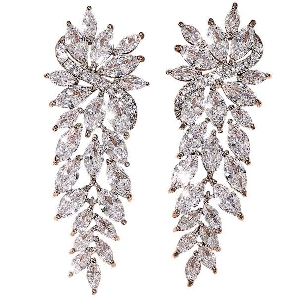 Elegant Crystal Look - Leaf Drop Earrings