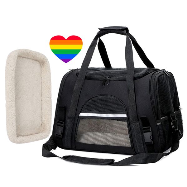 Pet Travel Luxury Carrier Bag With Plush Cushion (43cm) &amp; Heart Sticker