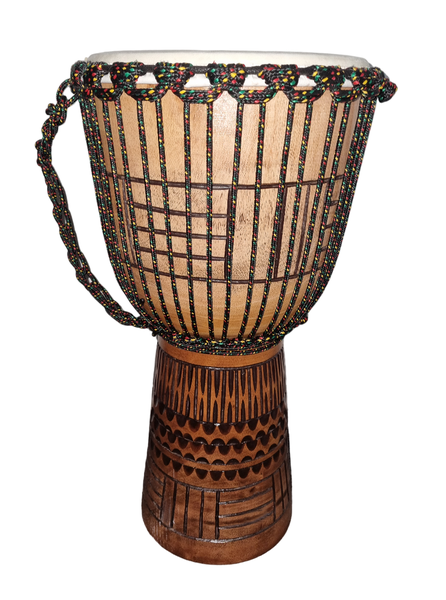 Djembe Drum Village Symbols Carved 30cm x 60cm
