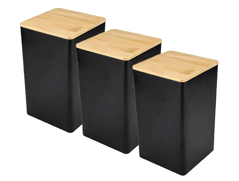 Black Canisters Tea Coffee Sugar Sets Moisture-proof Tea Coffee and Sugar