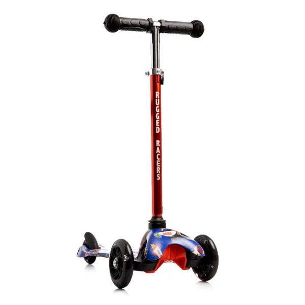 Mini Deluxe 3 Wheel Kick Scooter With Led And Adjustable Height- Rocket Ship