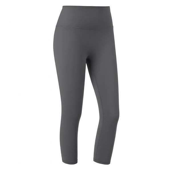 Three-Quarter High-Waist Fitness Pants - Grey