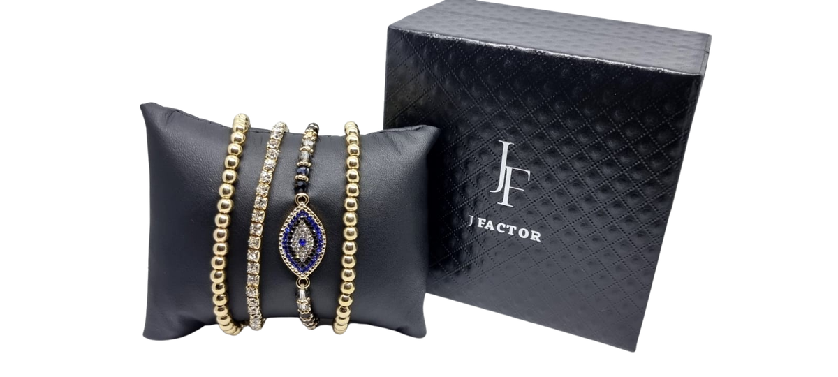 Rhinestone Evil Eye Bracelet Set by J Factor Shop Today. Get it