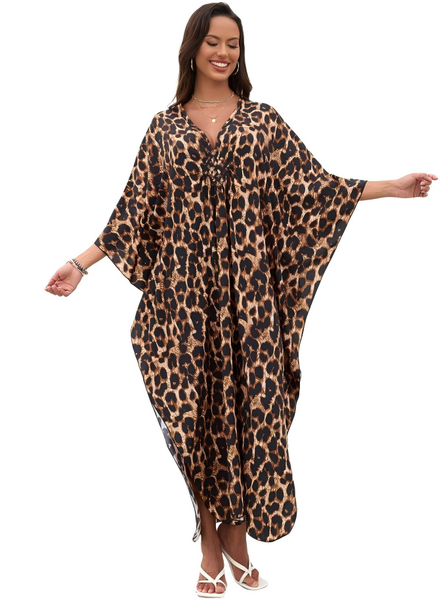 Kaftan Dresses Plus Size Bathing Suit Cover up Vneck Batwing Dress