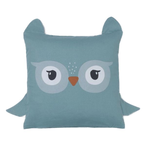 Light turquoise owl pillow/scatter cushion 40x40cm (inner included)