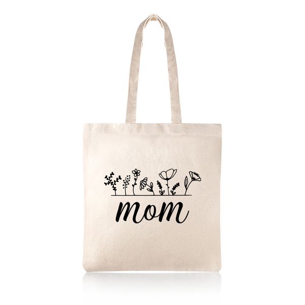 Mom Wildflower Mother's Day Cotton Shopper Tote Bag