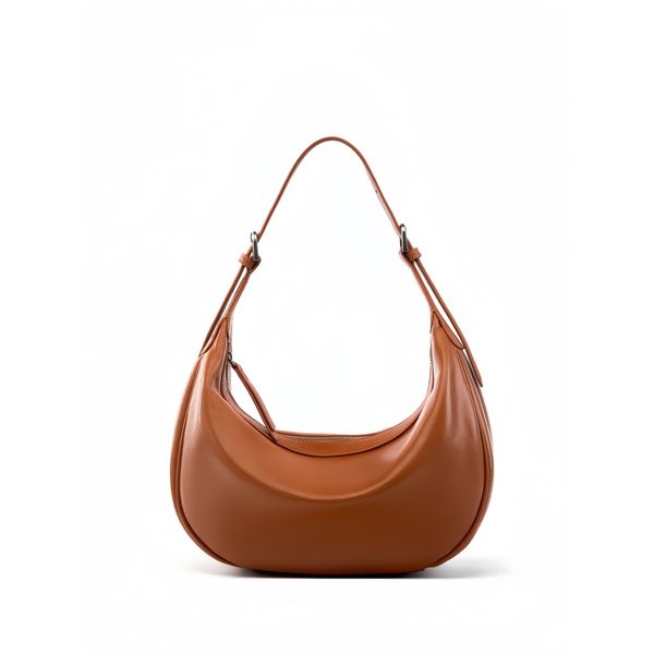 Women Leather Crescent Underarm Bag, Soft Cowhide Hobo Shoulder Bag