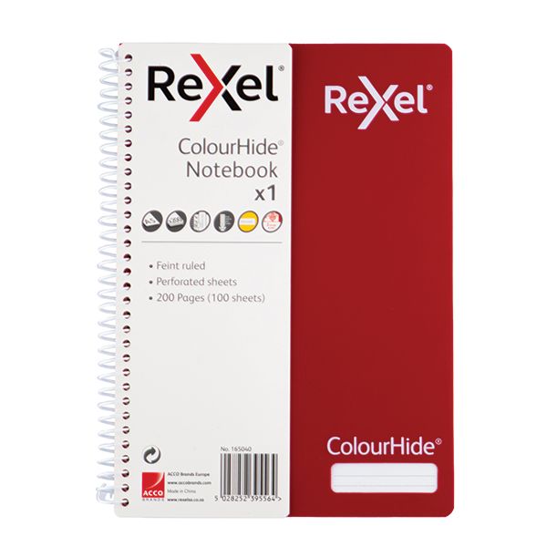 Rexel Notebook A5 Feint and Ruled Perforated Pages - Red