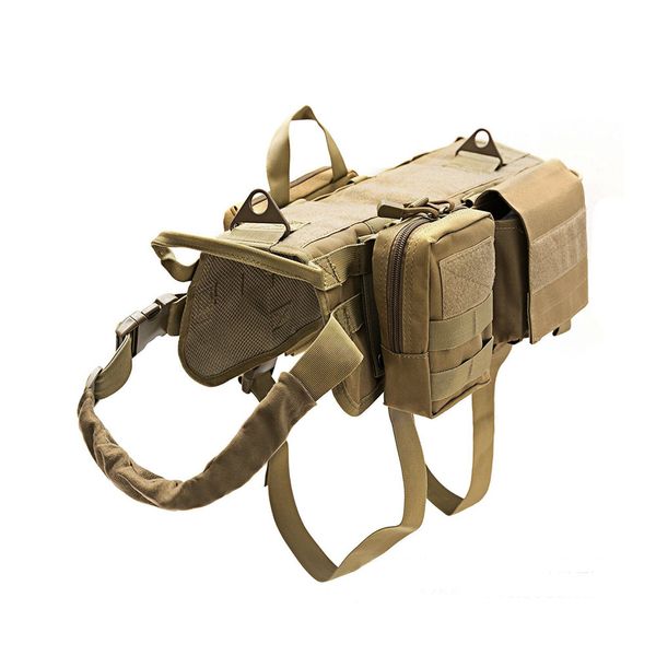 Tactical Dog Harness Dog Adjustable Training Vest with 3 Detachable Pouches