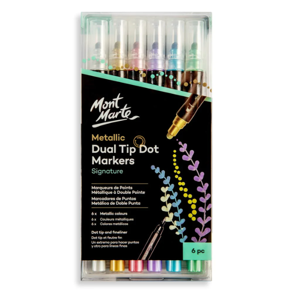 Craft Buddies-MM Metallic Dual Tip Dot Markers Signature 6pc