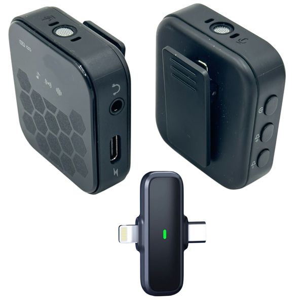 2 x Rechargeable Wireless Lavalier Professional Microphone For Type-C &amp; iOS