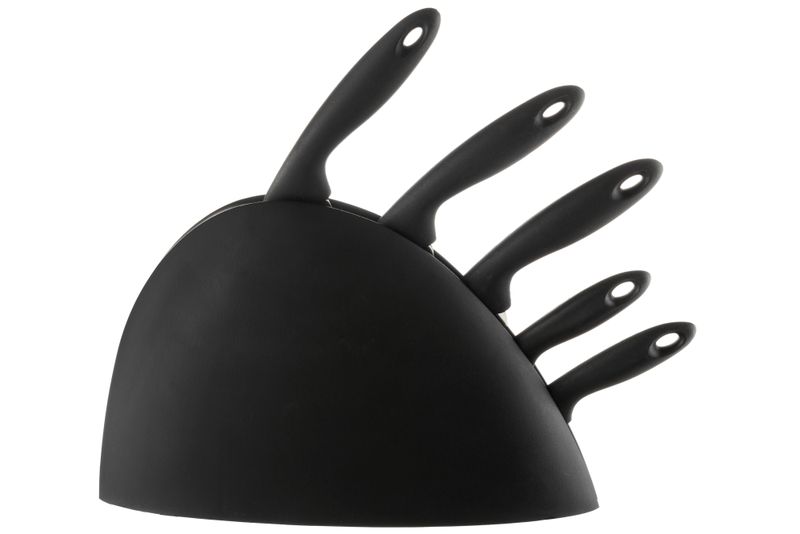 Presence: 6-Piece Stainless Steel Knife Set With Stand - Black