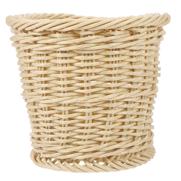 Woven Trash Can Rattan Storage Basket Small Round Pen Holder Wicker Hanging