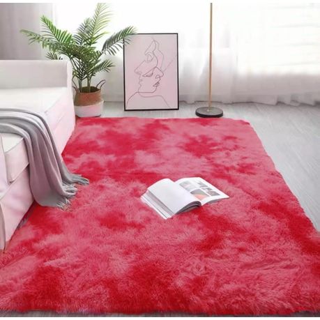 Two Tone Fluffy Carpet Gy, Red Fluffy Rug
