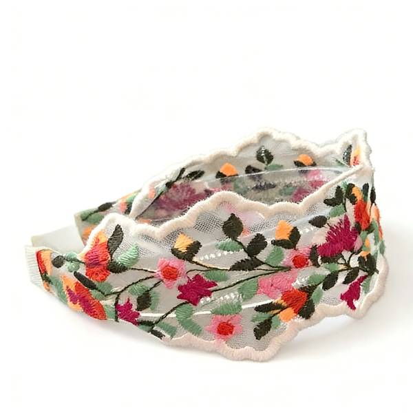 Vintage Embroidered Floral Headband