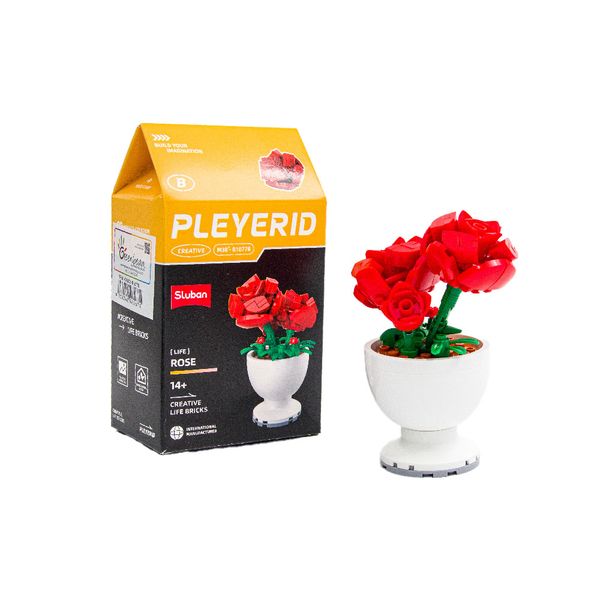 Sluban Building Set: Pleyerid - Potted Flowers - Rose - 97 Piece