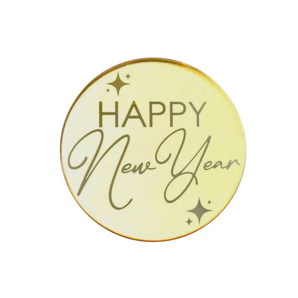 20-Piece Acrylic "Happy New Year" Cupcake Toppers - Gold