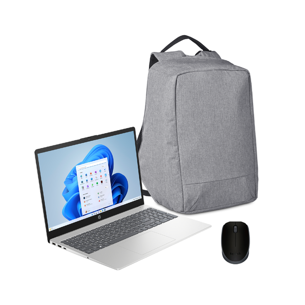 HP 255 AMD Ryzen 3 + Palencia Anti-Theft Laptop Bag + Logitech Mouse Bundle