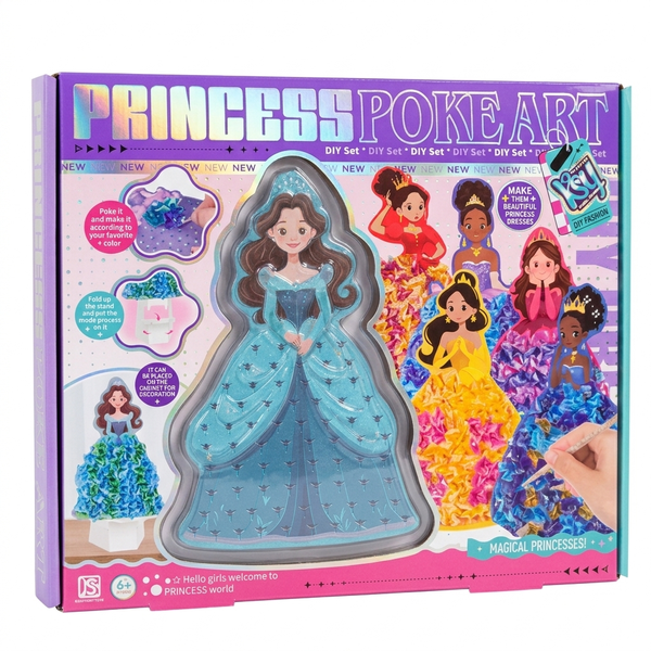 Princess Poke Art DIY Craft Kit - Mess-Free Creative Activity for Kids
