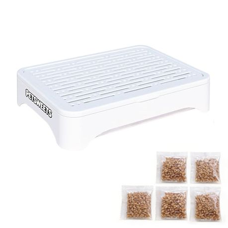 Cat Grass Kit - A White Plastic Tray and Five Packs of Seeds Image