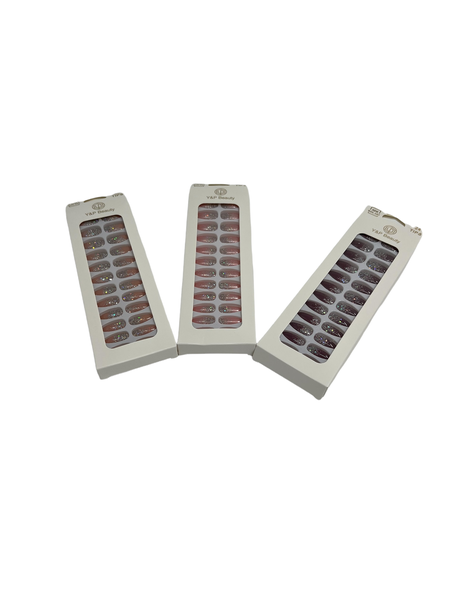 Glitter French Press On Nails Set (3 Pieces)