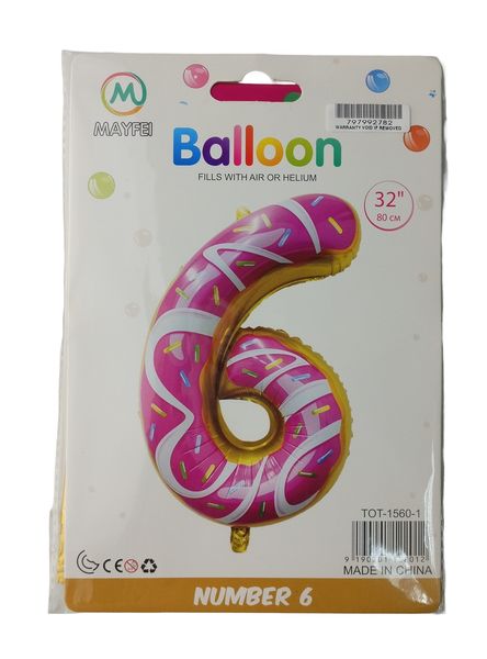 Flexless 102cm Donut Balloon Number 6