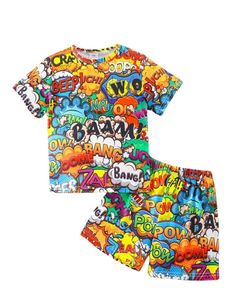 Kiddies 2pc Set T/Shirt &amp; Shorts - Graffiti Design