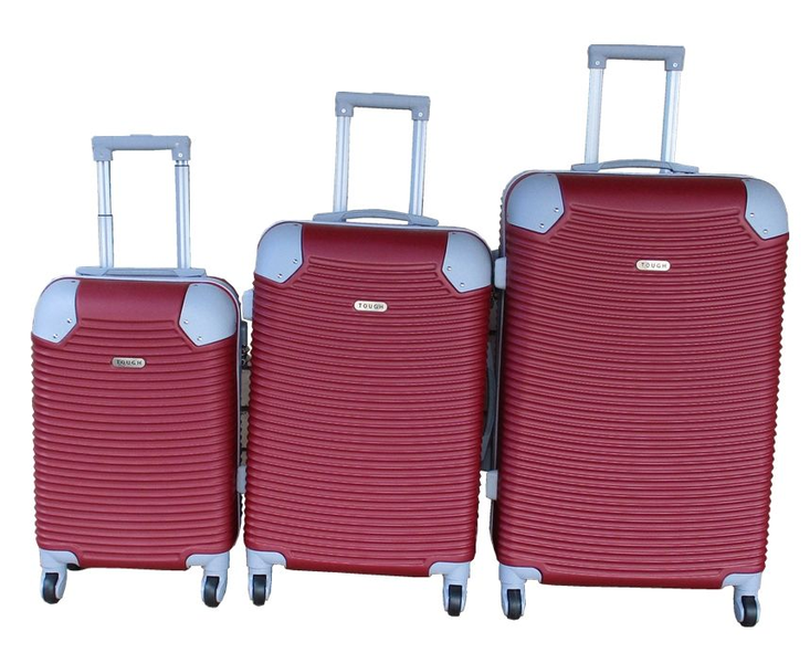 Red 3-Piece ABS Luggage Set-Spinner Wheels,Telescopic Handle &amp; 3 Digit Lock