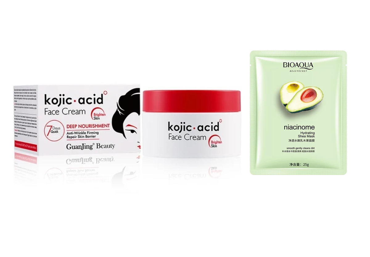 Kojic Acid Brightening Face Cream & Brightening Face Masks Set Shop