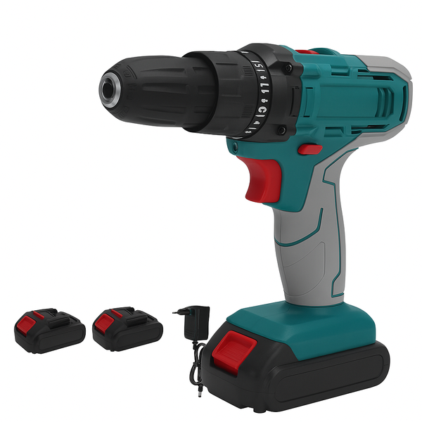 25V Cordless Drill Kit - 2 Batteries and Charger Included