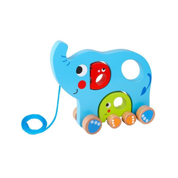 Tooky Toy - Wooden Pull Along - Elephant Family