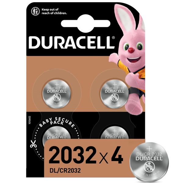 Duracell Specialty 2032 Lithium Coin Battery 3V (DL2032/CR2032) - 4 Pack