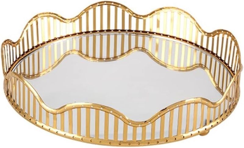 Round Gold Mirror Tray