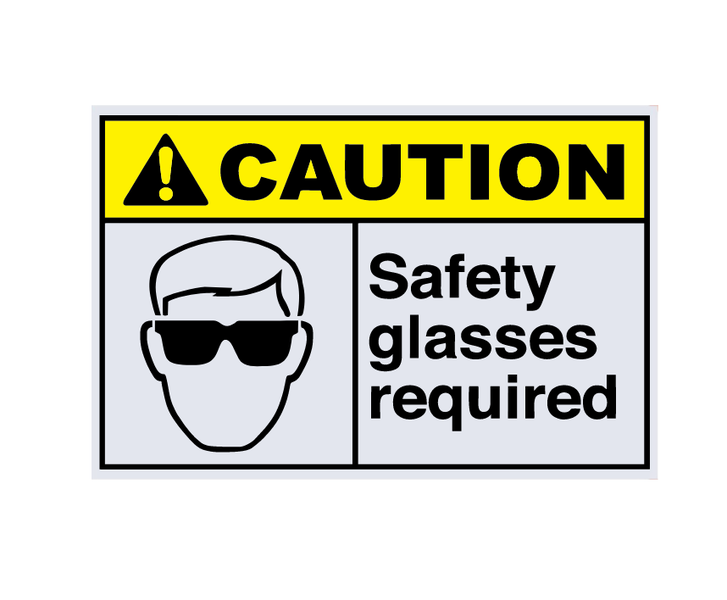 Caution Safety Glasses Required Sign - ABS Sign Board