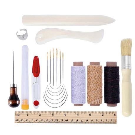 23Ps Book binding Starter Tools Kit Bone Folder Paper Ruler Sewing Supplies Image