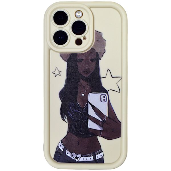 Beige - Phone Case with Female Print - Iphone 14 Pro Max