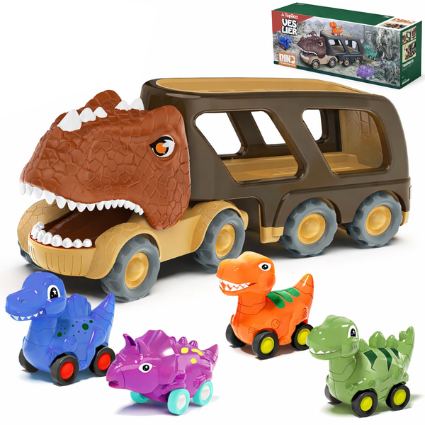 Topika Dinosaur Toys for Kids 2-4 Friction Truck Set