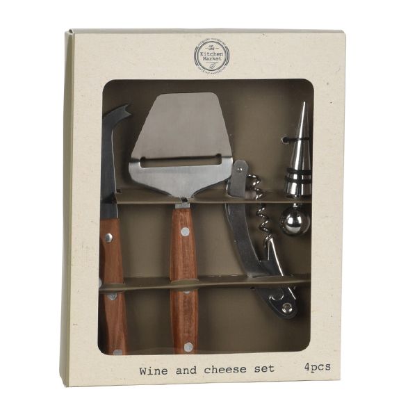 Excellence Homeware - Wine And Cheese Set Of 4Pcs
