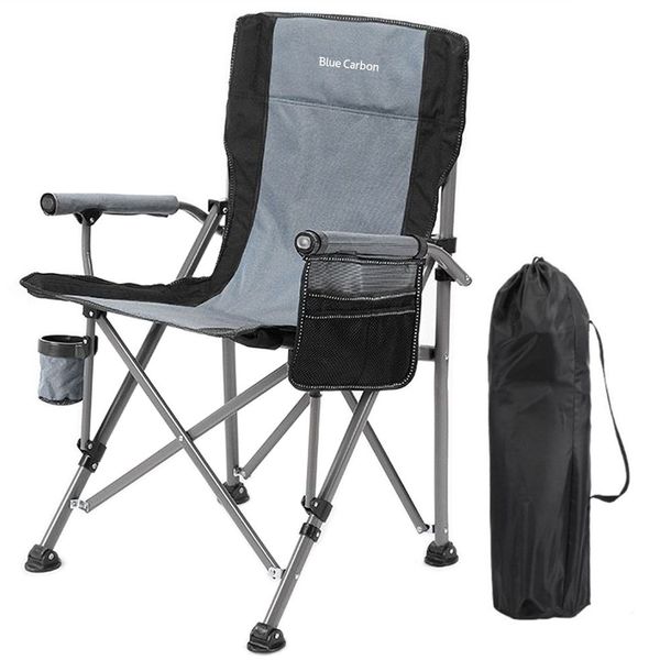 Heavy Duty Folding Camping Chair with Cup Holder &amp; Side Pocket + Carry Bag