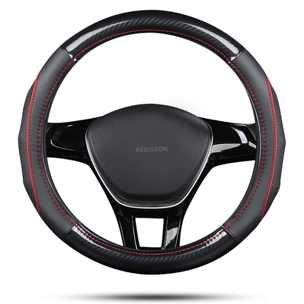 Leather Car Steering Wheel Cover Universal Standard-Size 14 1/2"-15