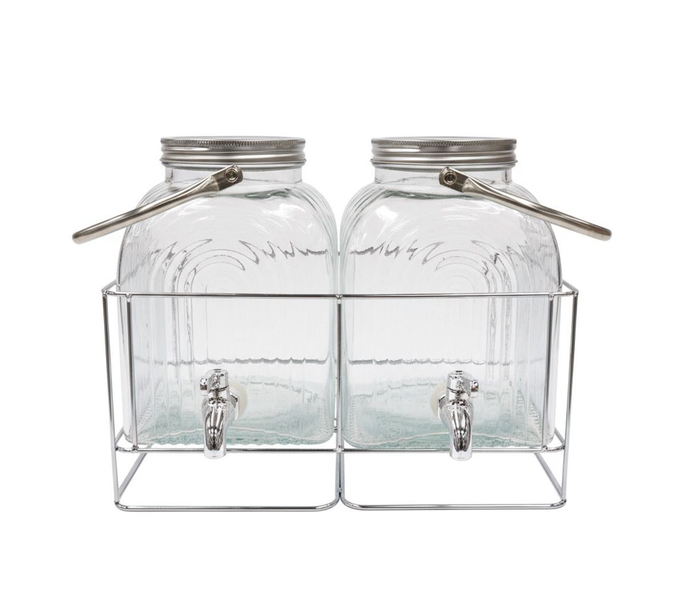 Glass Dispenser with Metal Stand 2 X 3L