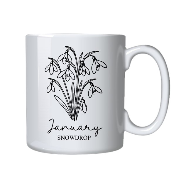 January Birth Month Flower Mug for Birthday or Christmas Gift