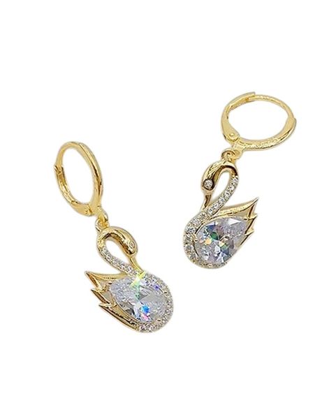 Elegant Luxury Swan Glass Inlaid Drop Earrings For Women