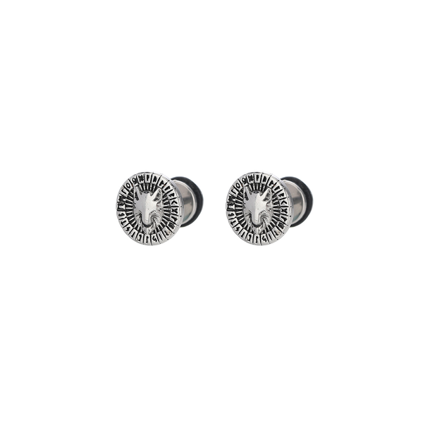 Viking Wolf Head Stud Earrings, Stainless Steel Norse Viking Jewelry fo Men