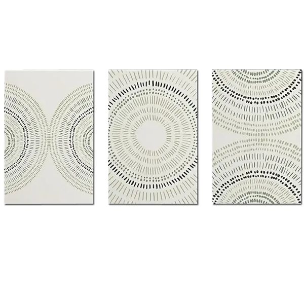 Canvas-Art-3 Pieces Green Dotted Line Modern Abstract Wall Art