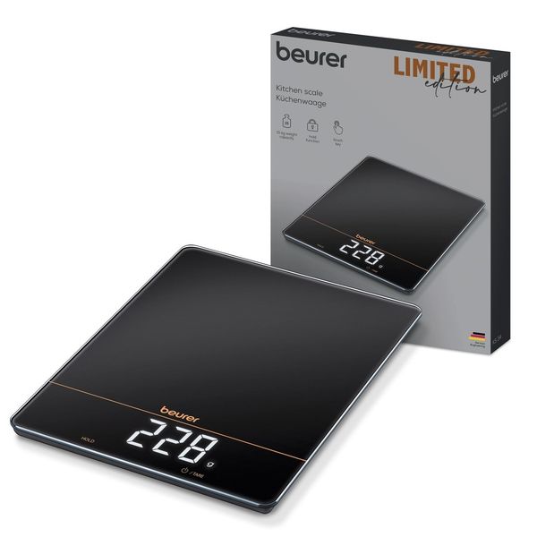 Beurer Kitchen Scale: 15kg Capacity. 1g Increments. KS 34 LE - Black and Bronze